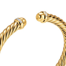Load image into Gallery viewer, Cablespira Flex Bracelet in 18K Yellow Gold with Gold Domes and Diamonds, 6mm
