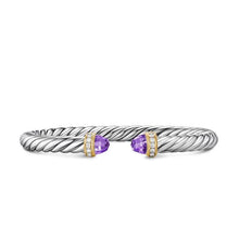 Load image into Gallery viewer, Cable Flex Bracelet in Sterling Silver with 14K Yellow Gold, Amethyst and Diamonds, 6mm
