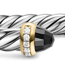 Load image into Gallery viewer, Cable Flex Bracelet in Sterling Silver with 14K Yellow Gold, Black Onyx and Diamonds, 6mm
