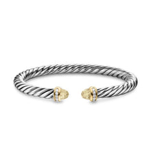 Load image into Gallery viewer, Cable Flex Bracelet in Sterling Silver with 14K Yellow Gold, Champagne Citrine and Diamonds, 6mm
