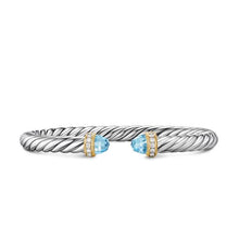 Load image into Gallery viewer, Cable Flex Bracelet in Sterling Silver with 14K Yellow Gold, Sky Blue Topaz and Diamonds, 6mm
