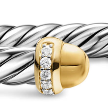 Load image into Gallery viewer, Cable Flex Bracelet in Sterling Silver with 14K Yellow Gold Domes and Diamonds, 6mm
