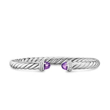 Load image into Gallery viewer, Cable Flex Bracelet in Sterling Silver with Amethyst and Diamonds, 6mm
