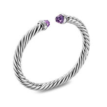 Load image into Gallery viewer, Cable Flex Bracelet in Sterling Silver with Amethyst and Diamonds, 6mm
