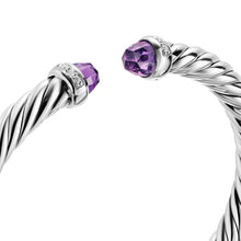 Load image into Gallery viewer, Cable Flex Bracelet in Sterling Silver with Amethyst and Diamonds, 6mm
