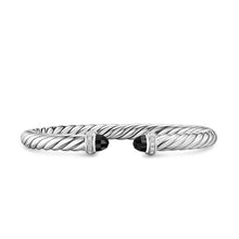 Load image into Gallery viewer, Cable Flex Bracelet in Sterling Silver with Black Onyx and Diamonds, 6mm
