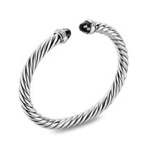 Load image into Gallery viewer, Cable Flex Bracelet in Sterling Silver with Black Onyx and Diamonds, 6mm
