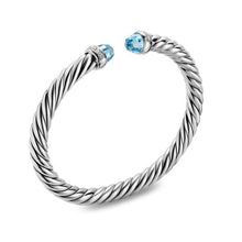 Load image into Gallery viewer, Cable Flex  Bracelet in Sterling Silver with Blue Topaz and Diamonds, 6mm
