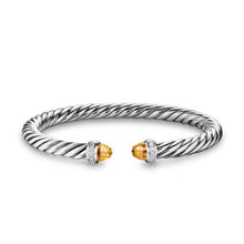 Load image into Gallery viewer, Cable Flex Bracelet in Sterling Silver with Citrine and Diamonds, 6mm

