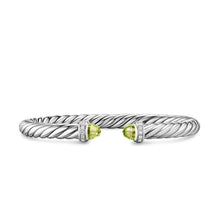 Load image into Gallery viewer, Cable Flex  Bracelet in Sterling Silver with Peridot and Diamonds, 6mm
