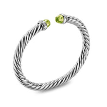 Load image into Gallery viewer, Cable Flex  Bracelet in Sterling Silver with Peridot and Diamonds, 6mm
