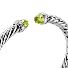 Load image into Gallery viewer, Cable Flex  Bracelet in Sterling Silver with Peridot and Diamonds, 6mm
