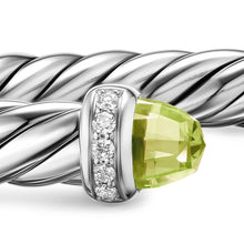 Load image into Gallery viewer, Cable Flex  Bracelet in Sterling Silver with Peridot and Diamonds, 6mm

