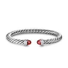 Load image into Gallery viewer, Cable Flex  Bracelet in Sterling Silver with Rhodolite Garnet and Diamonds, 6mm
