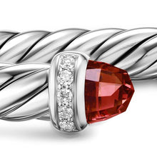 Load image into Gallery viewer, Cable Flex  Bracelet in Sterling Silver with Rhodolite Garnet and Diamonds, 6mm
