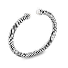 Load image into Gallery viewer, Cable Flex Bracelet in Sterling Silver with Pearls and Diamonds, 6mm
