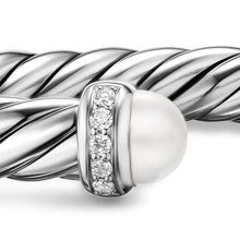Load image into Gallery viewer, Cable Flex Bracelet in Sterling Silver with Pearls and Diamonds, 6mm
