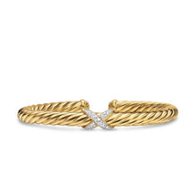 Load image into Gallery viewer, Cablespira Flex X Bracelet in 18K Yellow Gold with Diamonds, 6mm
