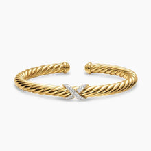 Load image into Gallery viewer, Cablespira Flex X Bracelet in 18K Yellow Gold with Diamonds, 6mm
