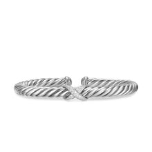 Load image into Gallery viewer, Cable Flex X Bracelet in Sterling Silver with Diamonds, 6mm
