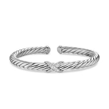 Load image into Gallery viewer, Cable Flex X Bracelet in Sterling Silver with Diamonds, 6mm
