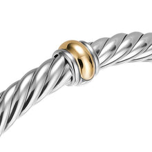 Load image into Gallery viewer, Cable Flex Center Station Bracelet in Sterling Silver with 14K Yellow Gold, 6mm
