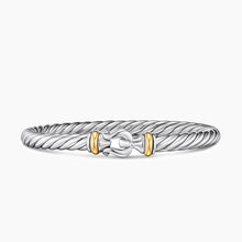 Load image into Gallery viewer, Cable Flex Buckle Bracelet in Sterling Silver with 14K Yellow Gold, 6mm
