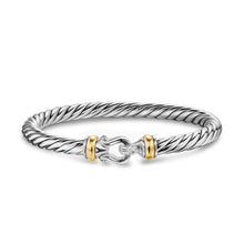 Load image into Gallery viewer, Cable Flex Buckle Bracelet in Sterling Silver with 14K Yellow Gold, 6mm
