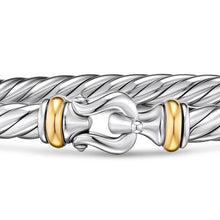 Load image into Gallery viewer, Cable Flex Buckle Bracelet in Sterling Silver with 14K Yellow Gold, 6mm
