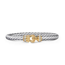 Load image into Gallery viewer, Cable Flex Buckle Bracelet in Sterling Silver with 14K Yellow Gold and Diamonds, 6mm
