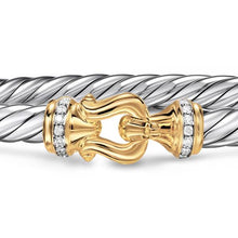 Load image into Gallery viewer, Cable Flex Buckle Bracelet in Sterling Silver with 14K Yellow Gold and Diamonds, 6mm
