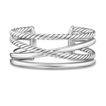 Load image into Gallery viewer, Bold Crossover Multi Row Cuff Bracelet in Sterling Silver, 24.4mm
