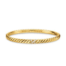 Load image into Gallery viewer, Sculpted Cable X Bracelet in 18K Yellow Gold with Diamonds, 4.6mm

