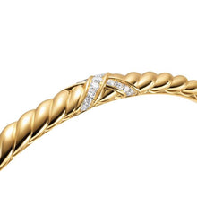 Load image into Gallery viewer, Sculpted Cable X Bracelet in 18K Yellow Gold with Diamonds, 4.6mm
