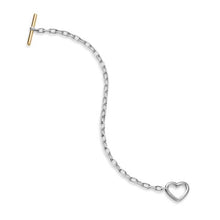 Load image into Gallery viewer, DY Madison Heart Toggle Chain Bracelet in Sterling Silver with 18K Yellow Gold, 3mm
