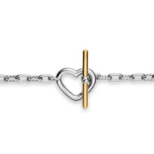 Load image into Gallery viewer, DY Madison Heart Toggle Chain Bracelet in Sterling Silver with 18K Yellow Gold, 3mm
