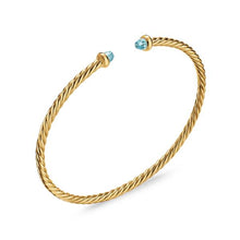 Load image into Gallery viewer, Micro Cablespira Flex Bracelet in 18K Yellow Gold with Aquamarine, 2.6mm
