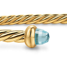 Load image into Gallery viewer, Micro Cablespira Flex Bracelet in 18K Yellow Gold with Aquamarine, 2.6mm
