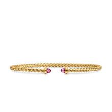 Load image into Gallery viewer, Micro Cablespira Flex Bracelet in 18K Yellow Gold with Pink Tourmaline, 2.6mm
