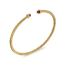 Load image into Gallery viewer, Micro Cablespira Flex Bracelet in 18K Yellow Gold with Rhodolite Garnet, 2.6mm
