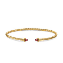 Load image into Gallery viewer, Micro Cablespira Flex Bracelet in 18K Yellow Gold with Rhodolite Garnet, 2.6mm
