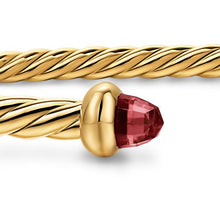 Load image into Gallery viewer, Micro Cablespira Flex Bracelet in 18K Yellow Gold with Rhodolite Garnet, 2.6mm
