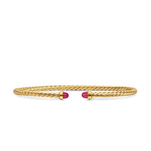 Load image into Gallery viewer, Micro Cablespira Flex Bracelet in 18K Yellow Gold with Rubies, 2.6mm
