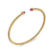 Load image into Gallery viewer, Micro Cablespira Flex Bracelet in 18K Yellow Gold with Rubies, 2.6mm
