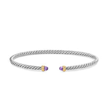 Load image into Gallery viewer, Micro Cable Flex Bracelet in Sterling Silver with 14K Yellow Gold and Amethyst, 2.6mm
