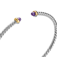 Load image into Gallery viewer, Micro Cable Flex Bracelet in Sterling Silver with 14K Yellow Gold and Amethyst, 2.6mm
