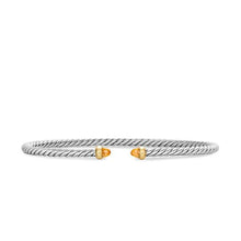 Load image into Gallery viewer, Micro Cable Flex Bracelet in Sterling Silver with 14K Yellow Gold and Citrine, 2.6mm
