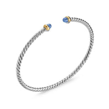 Load image into Gallery viewer, Micro Cable Flex Bracelet in Sterling Silver with 14K Yellow Gold and Blue Sapphires, 2.6mm
