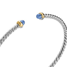 Load image into Gallery viewer, Micro Cable Flex Bracelet in Sterling Silver with 14K Yellow Gold and Blue Sapphires, 2.6mm
