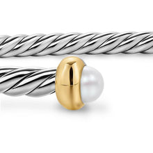 Load image into Gallery viewer, Micro Cable Flex Bracelet in Sterling Silver with 14K Yellow Gold and Pearls, 2.6mm
